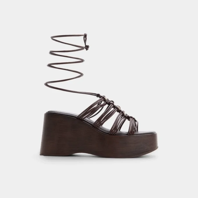 Timber Strappy wedge sandalet, Kama topuk