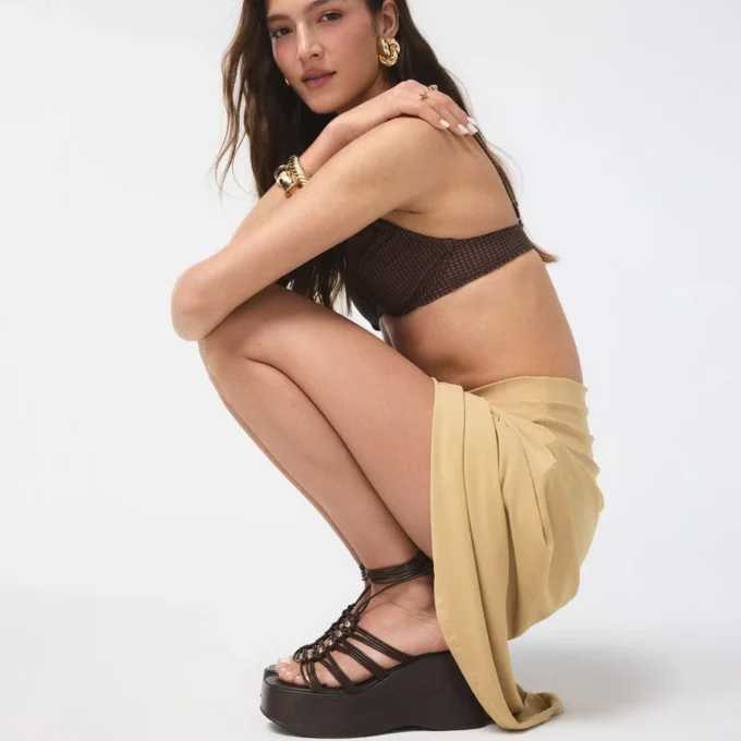Timber Strappy wedge sandalet, Kama topuk