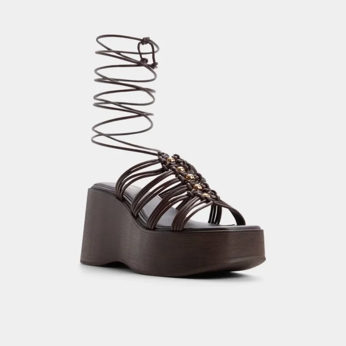 Timber Strappy wedge sandalet, Kama topuk